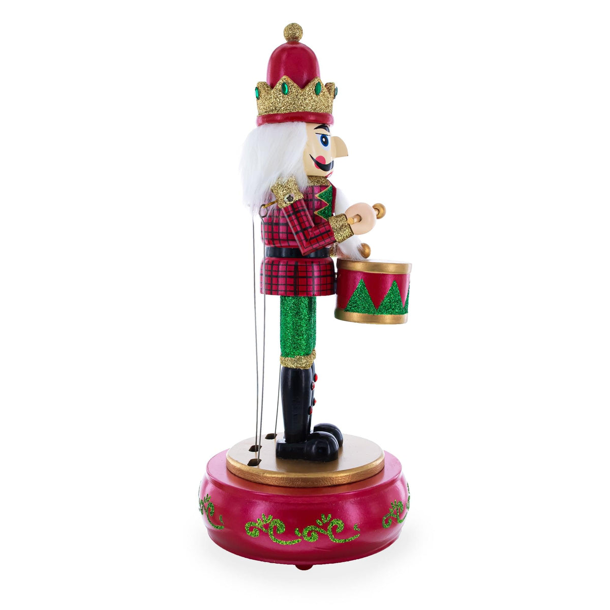 Animated Nutcracker Drummer Musical Figurine - Winter Music Box 13 Inches