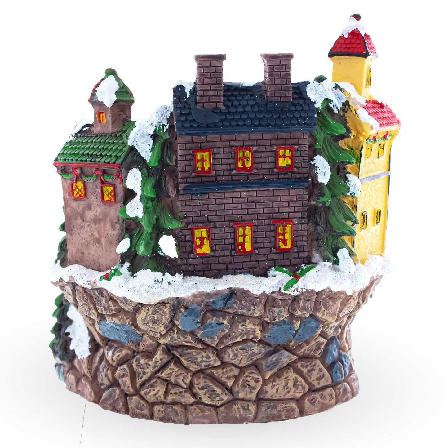 Animated Winter Village Skating Christmas Figurine - Rotating Town Music Box