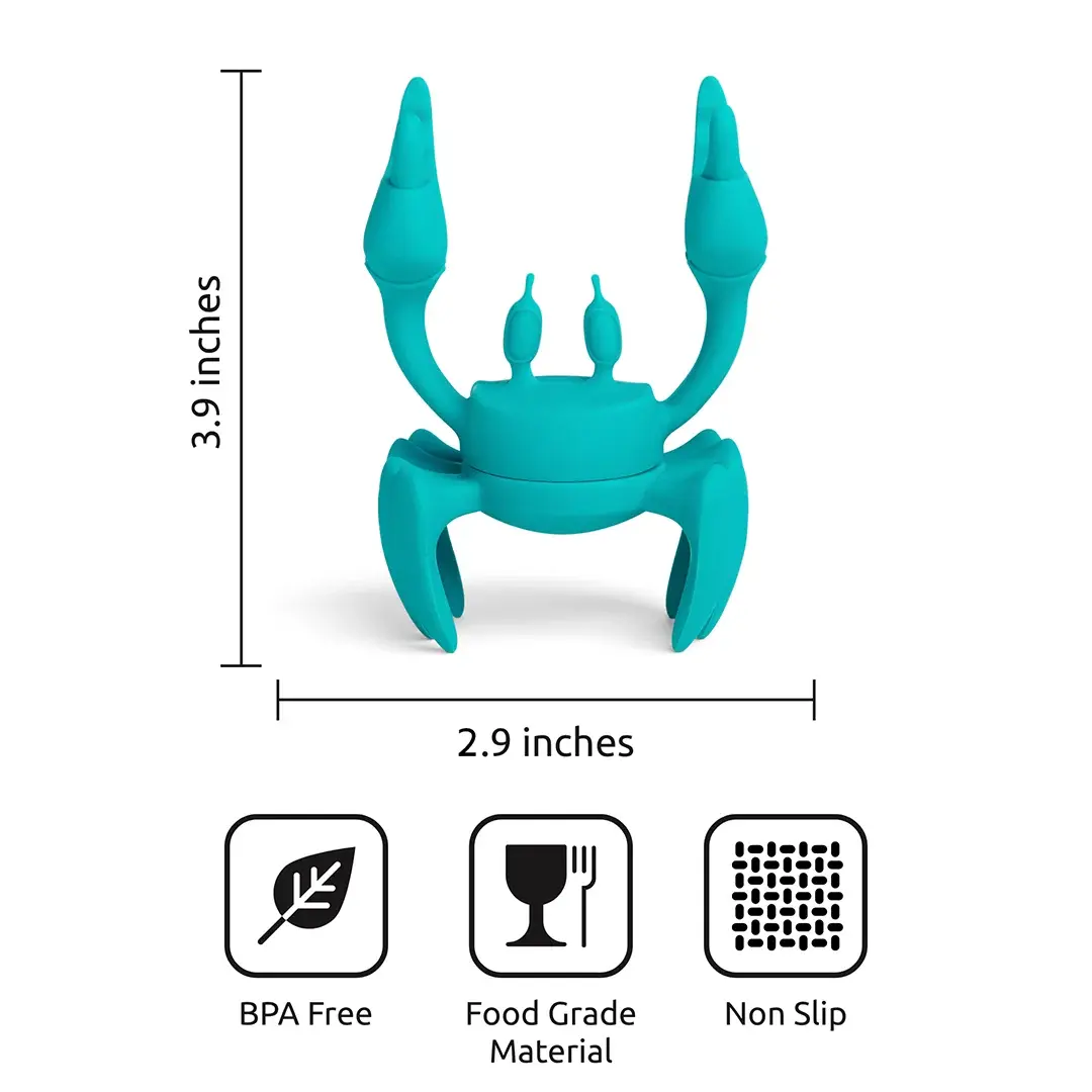 a blue crab toy with measurements