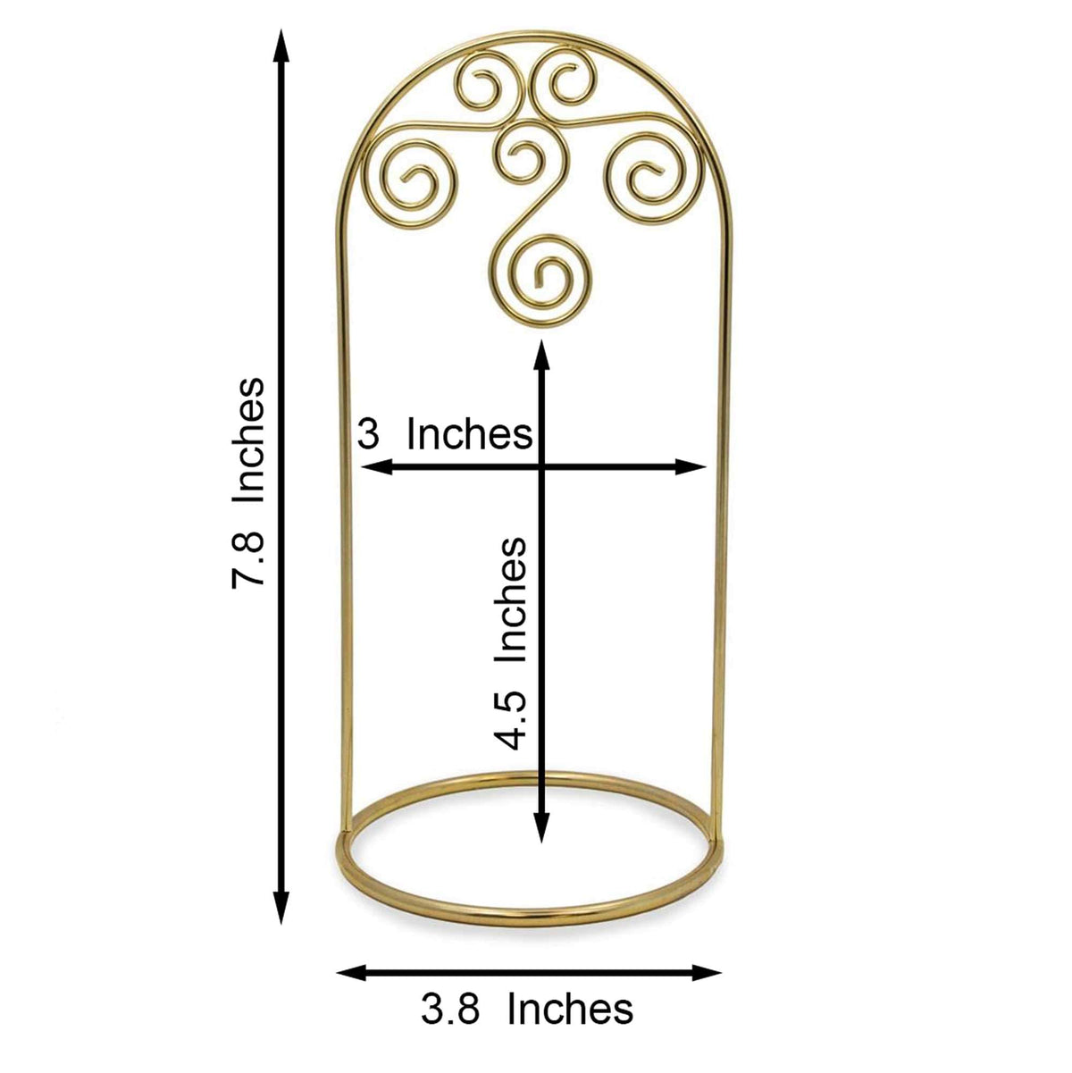 Arched Swirls Gold Tone Metal Ornament Stand Holder Display 7.75 Inches