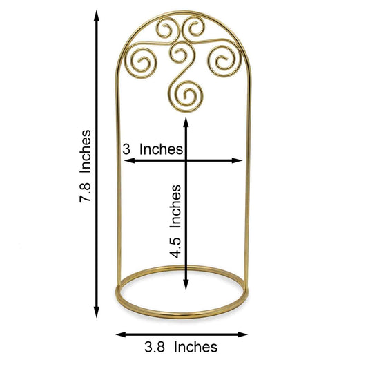 Arched Swirls Gold Tone Metal Ornament Stand Holder Display 7.75 Inches