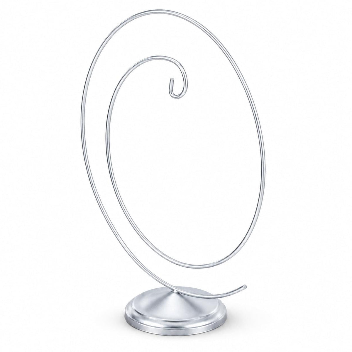Art Deco Swirl Silver Metal Ornament Display Stand 10 Inches