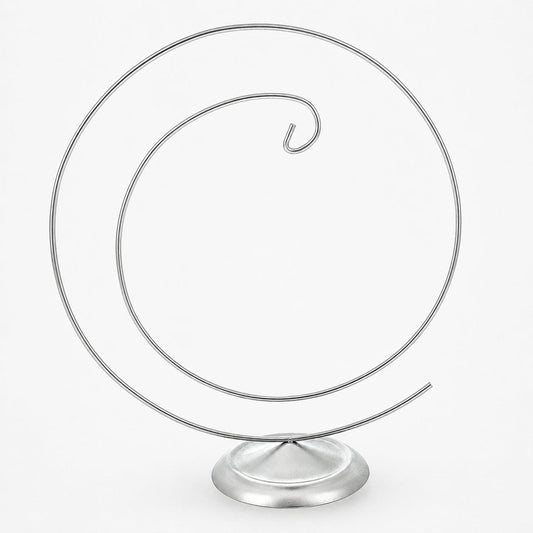 Art Deco Swirl Silver Metal Ornament Display Stand 10 Inches