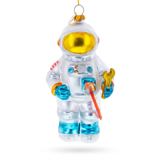 Astronaut Engineer with Tool Glass Christmas Ornament