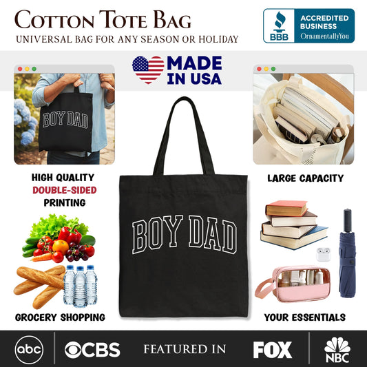 Boy Dad Varsity Tote Bag, Father's Day Gift Shopper