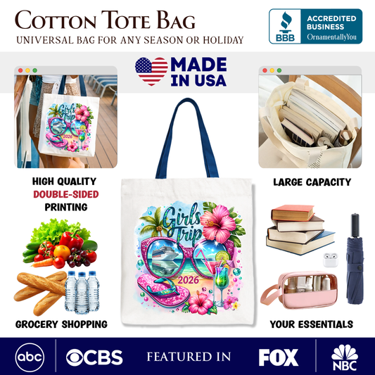 Cruise Girls Trip 2026 Tote Bag, Vacation Tropical Gift Shopper