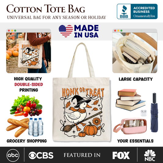 Honk or Treat Goose Tote Bag, Hilarious Halloween Gift Shopper for Silly Bird Enthusiasts