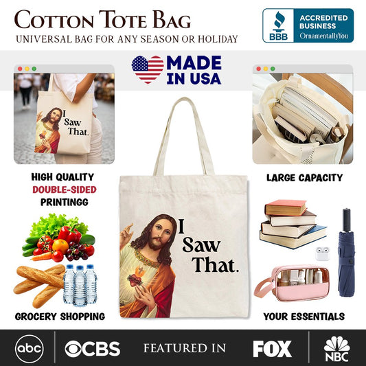 Jesus I Saw That Canvas Tote Bag, Whimsical Christians Gift Shopper