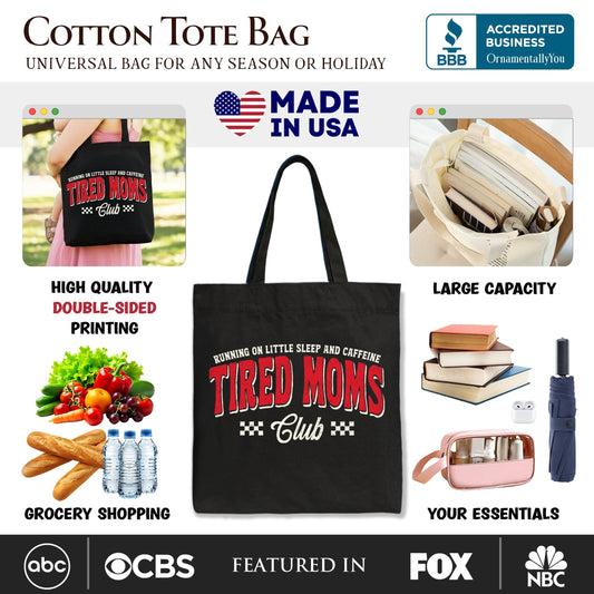 Tired Moms Club Tote Bag, Funny Motherhood Sarcastic Humor Gift Shopper