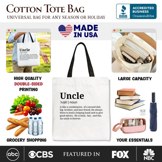 Uncle Definition Canvas Tote Bag, Funny Family Gift Shopper