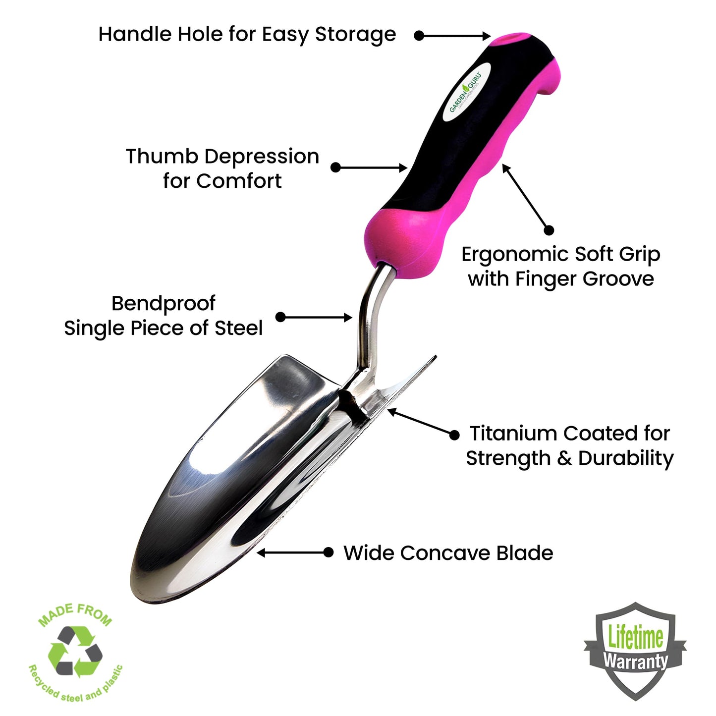Stainless Steel Garden Trowel (Pink)