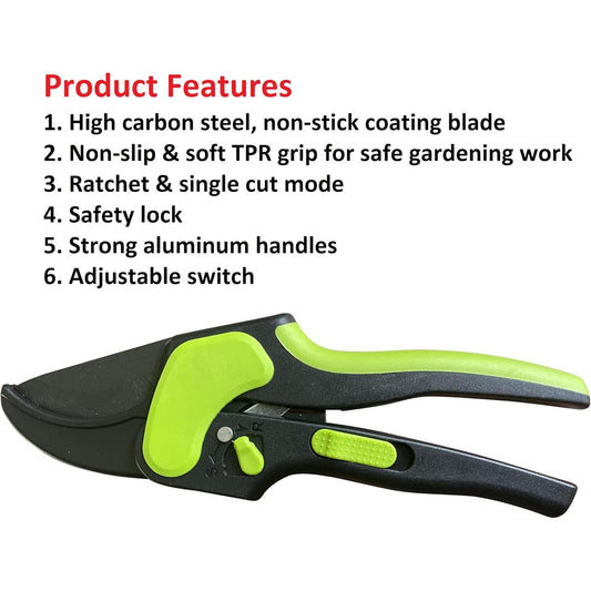 2-in-1 Ratchet Pruning Garden Shears Clippers