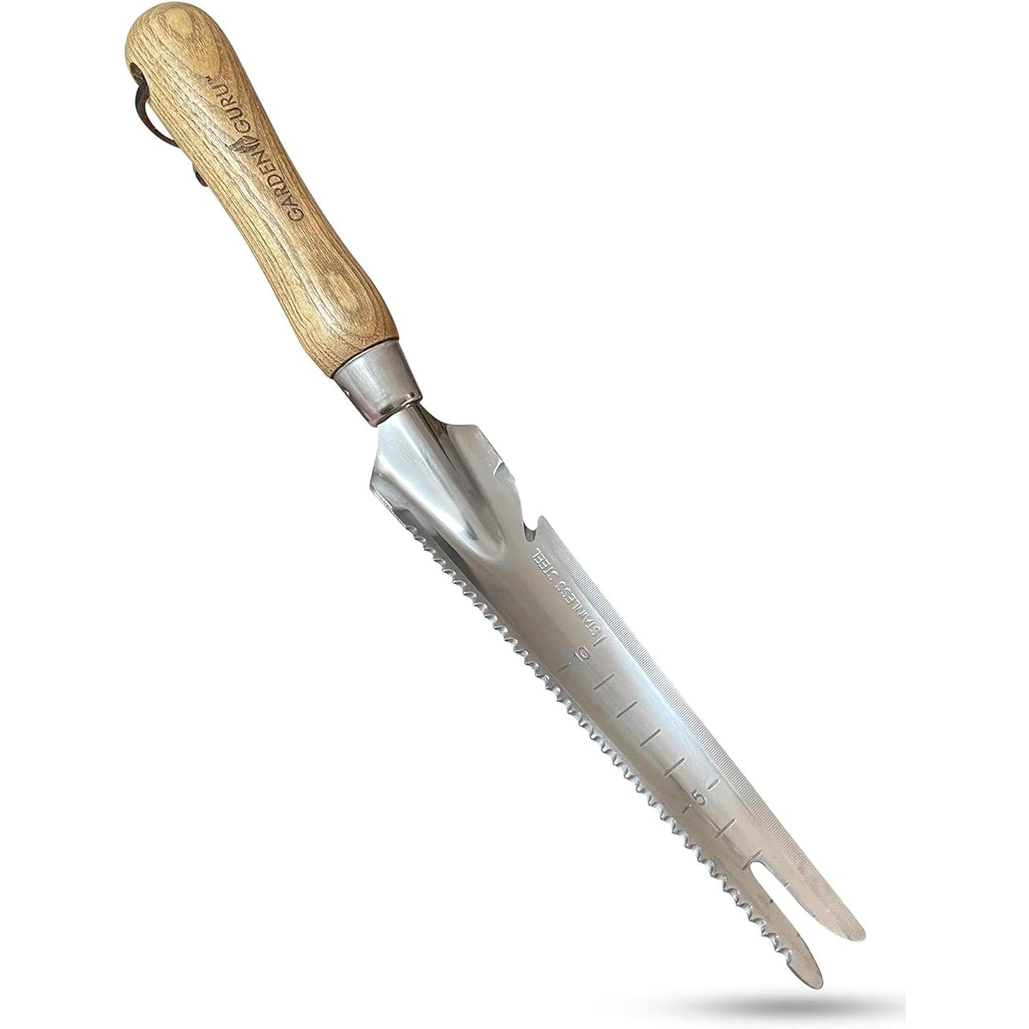 Stainless Steel 5-in-1 Weeder Trowel (classic wood handle)