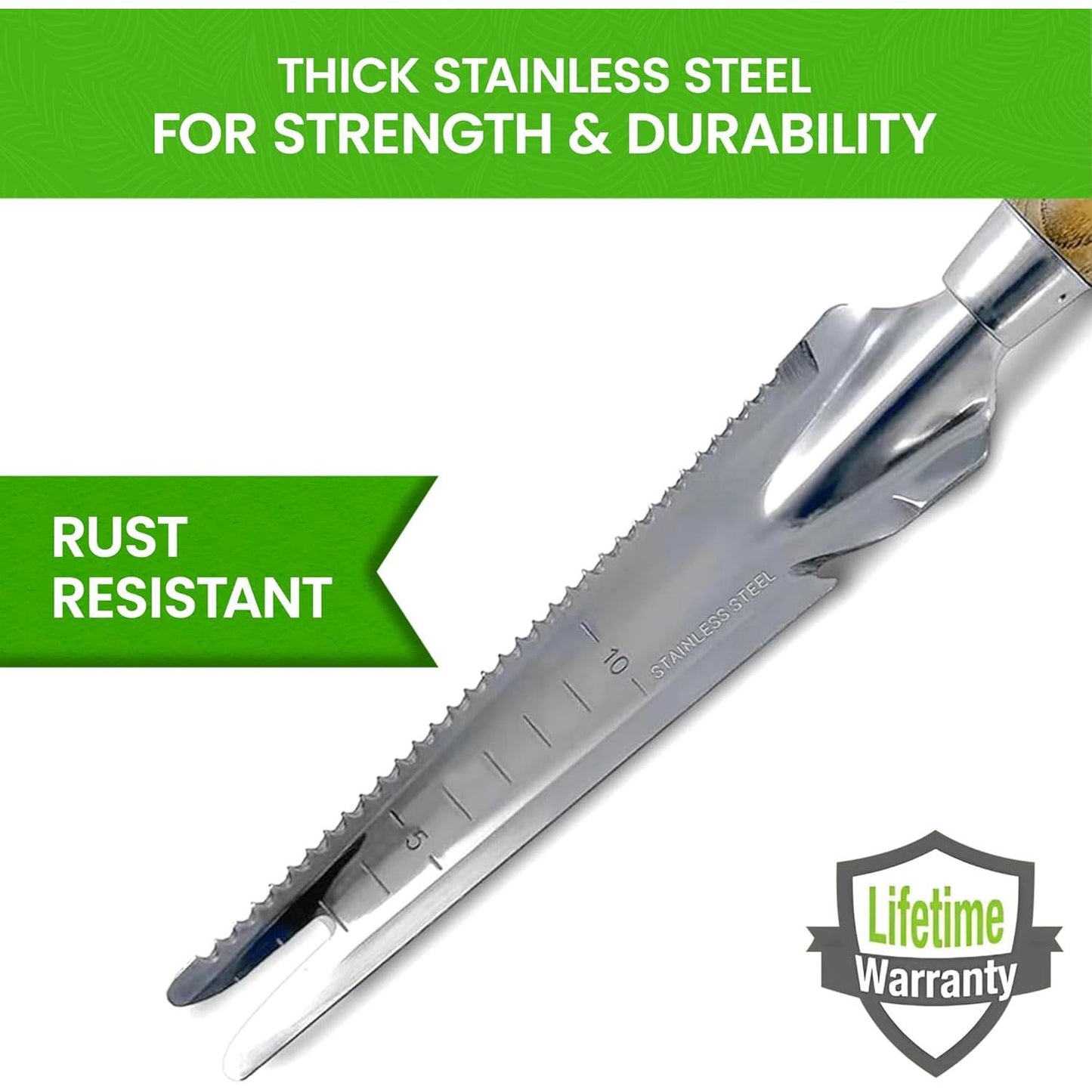 Stainless Steel 5-in-1 Weeder Trowel (classic wood handle)