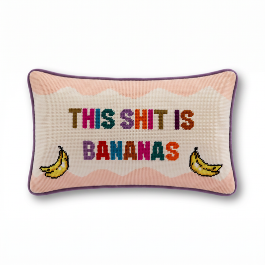 Bananas Needlepoint Pillow