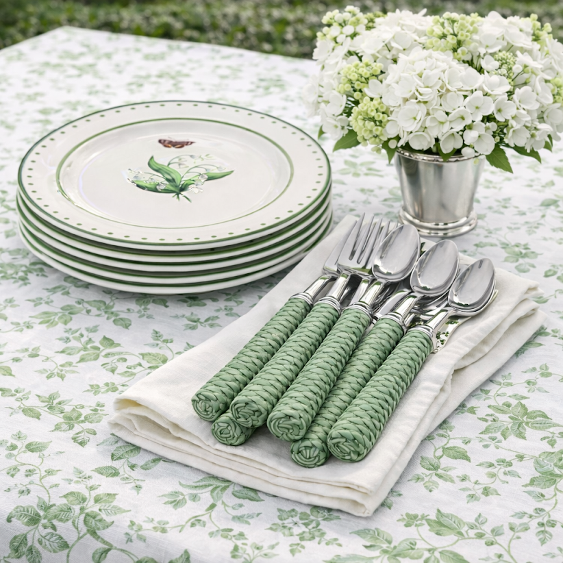 Lily of The Valley Green and White Butterfly Dinner Plate