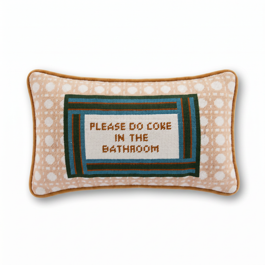 Bathroom Etiquette Needlepoint Pillow