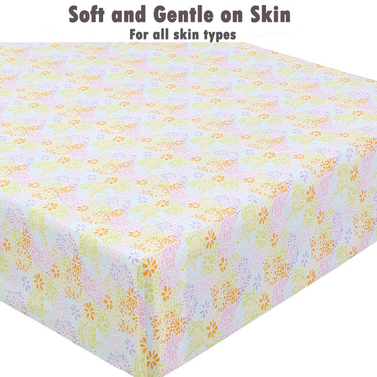 3 Piece Crib/Toddler Cotton Fitted Sheets Pink Purple Colorful Dahlia Floral Dot