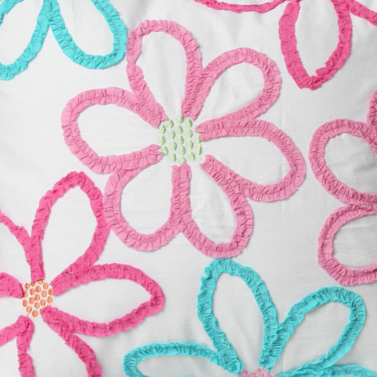Mariah Pink Floral Dot Ruffle Square Decor Throw Pillow