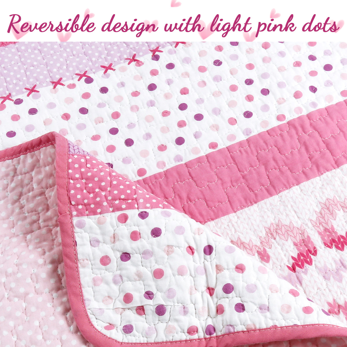 Butterfly Fairisle Pink Purple Striped Sweater Print Cotton Reversible Quilt Bedding Set