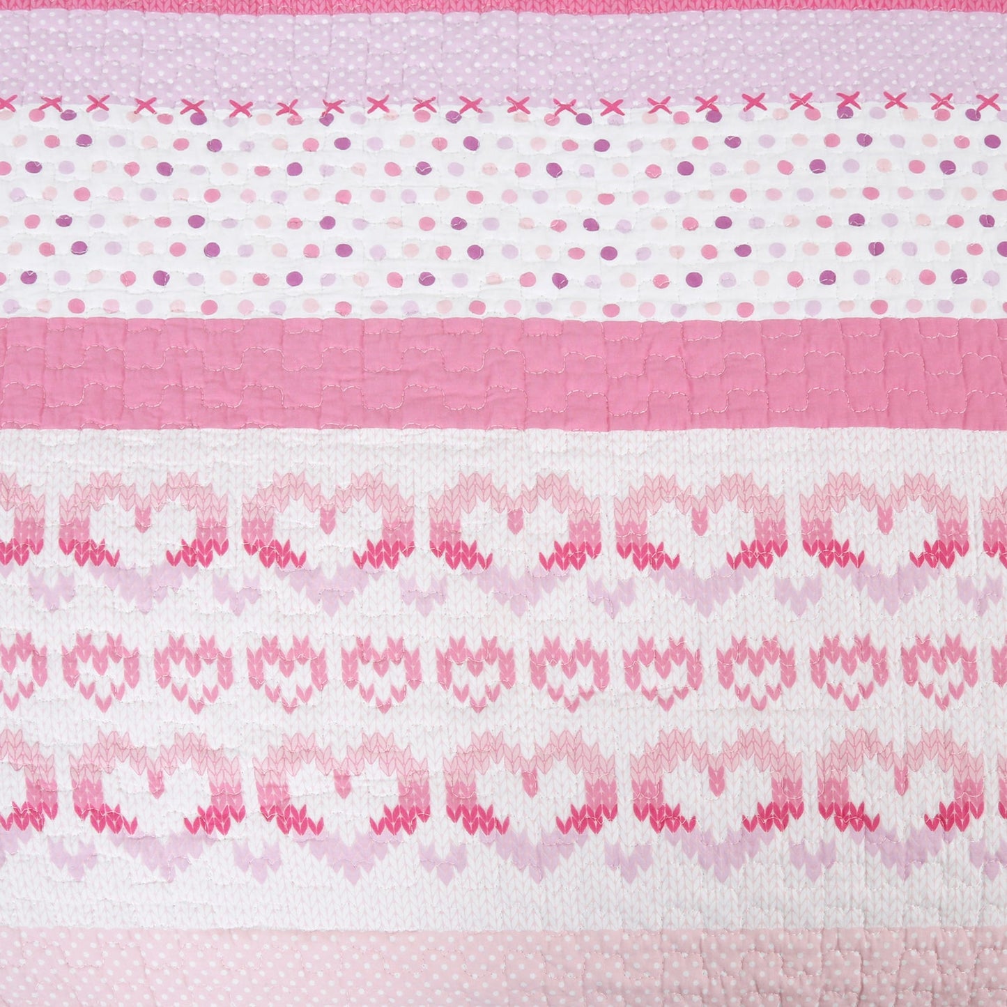 Butterfly Fairisle Pink Purple Striped Sweater Print Cotton Reversible Quilt Bedding Set