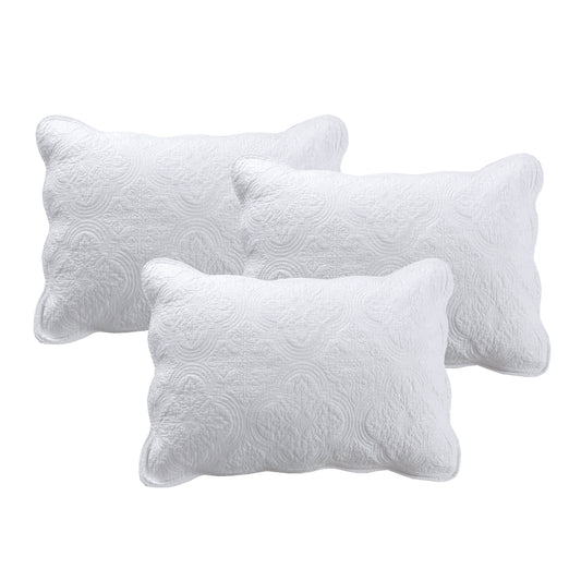 Serenity White Victorian Scalloped Medallion Floral Pure Solid 6-Piece Daybed Quilt Bedding Set