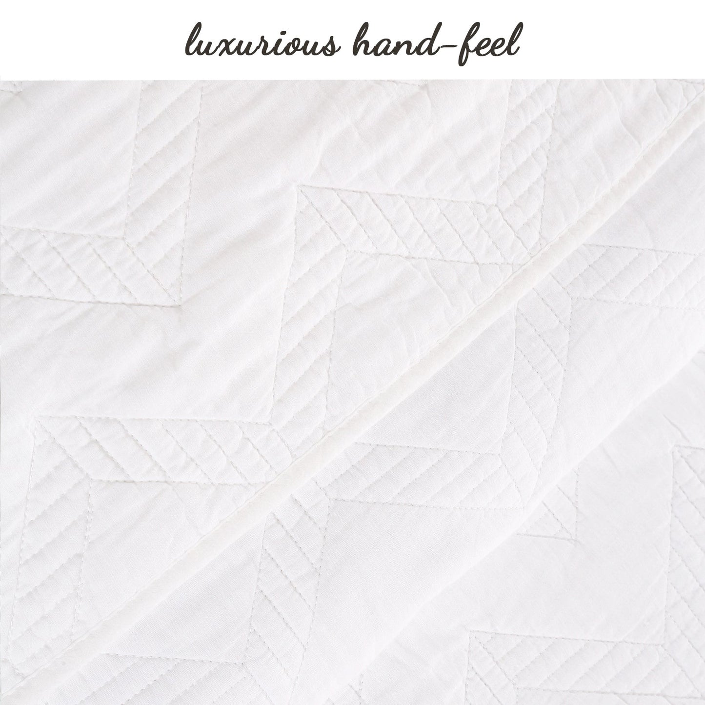 Chevron Zig Zag White Solid Cotton Reversible Quilt Bedding Set