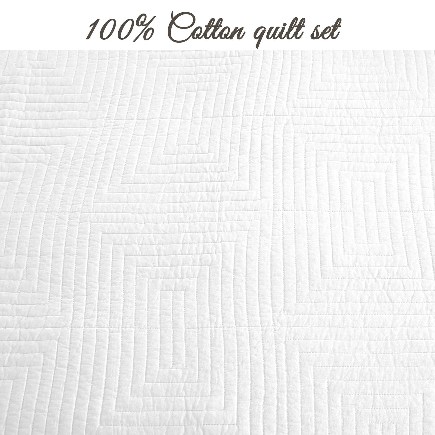 Maze White Cotton Reversible Quilt Bedding Set