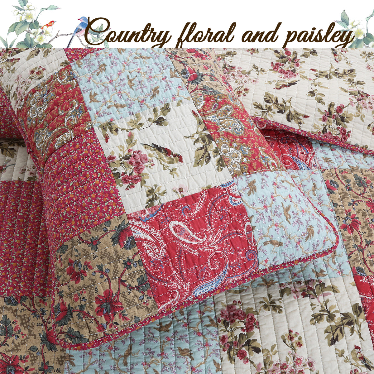 a close up of a quilt