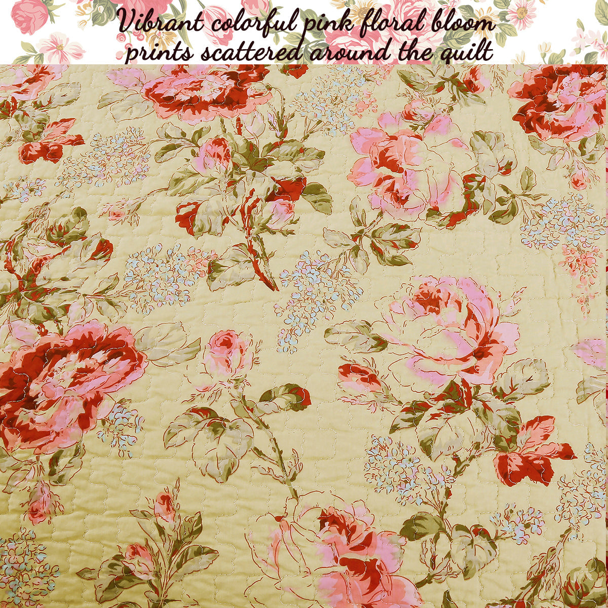 Lelia Pink Floral Scalloped Edge 3-piece Cotton Reversible Quilt Bedding Set