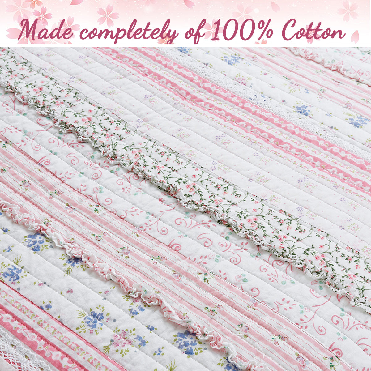 a close up of a quilt