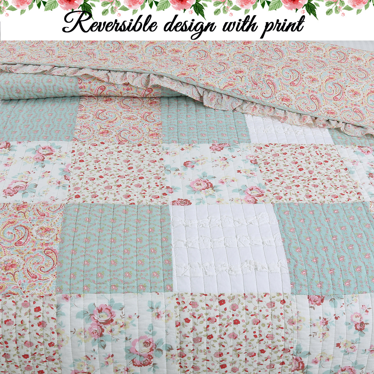 a close up of a quilt