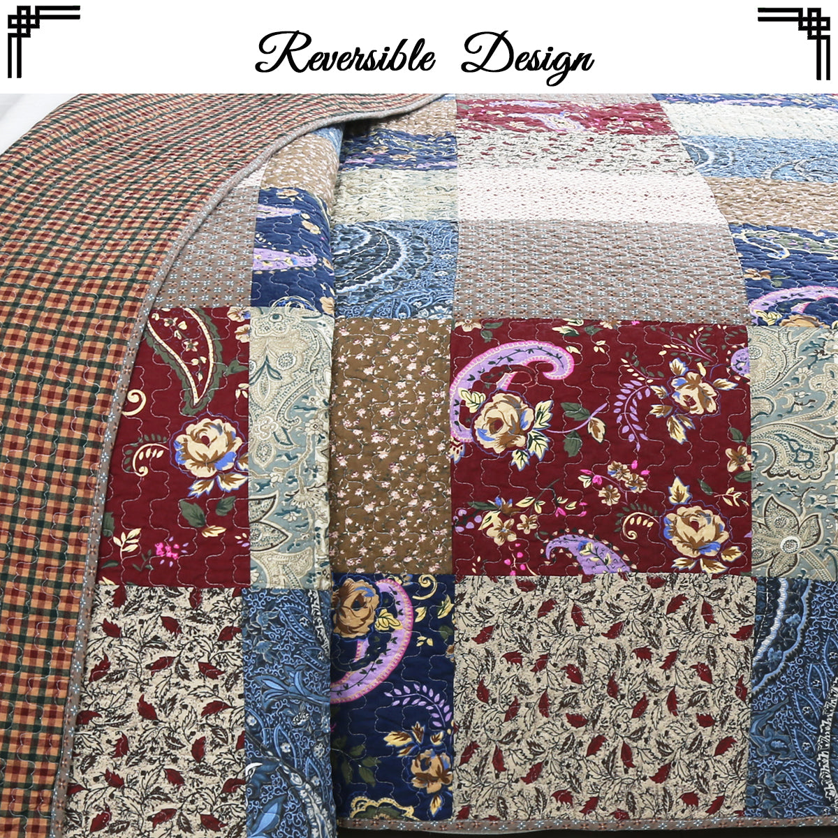 a quilt with different patterns