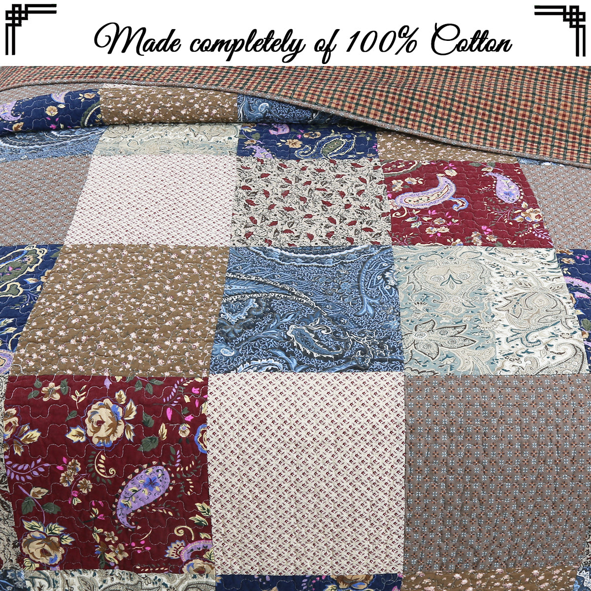 a quilt with different patterns