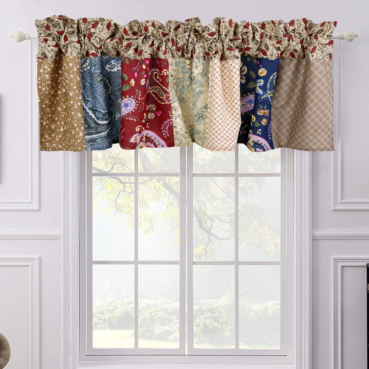 a window with a curtain