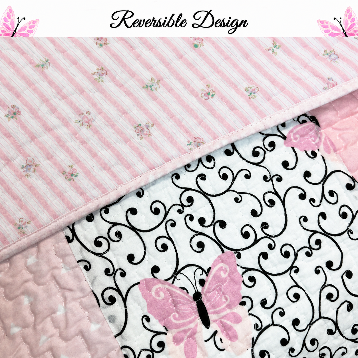 Lovett Real Patchwork Cotton Reversible Quilt Bedding Set