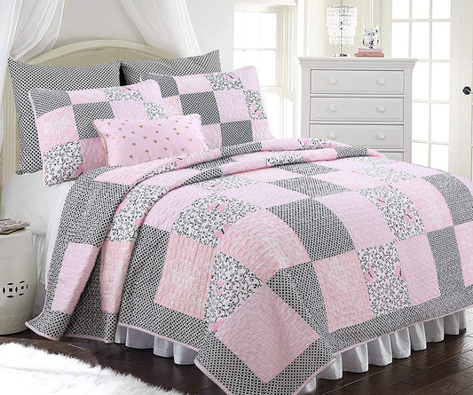 Lovett Real Patchwork Cotton Reversible Quilt Bedding Set