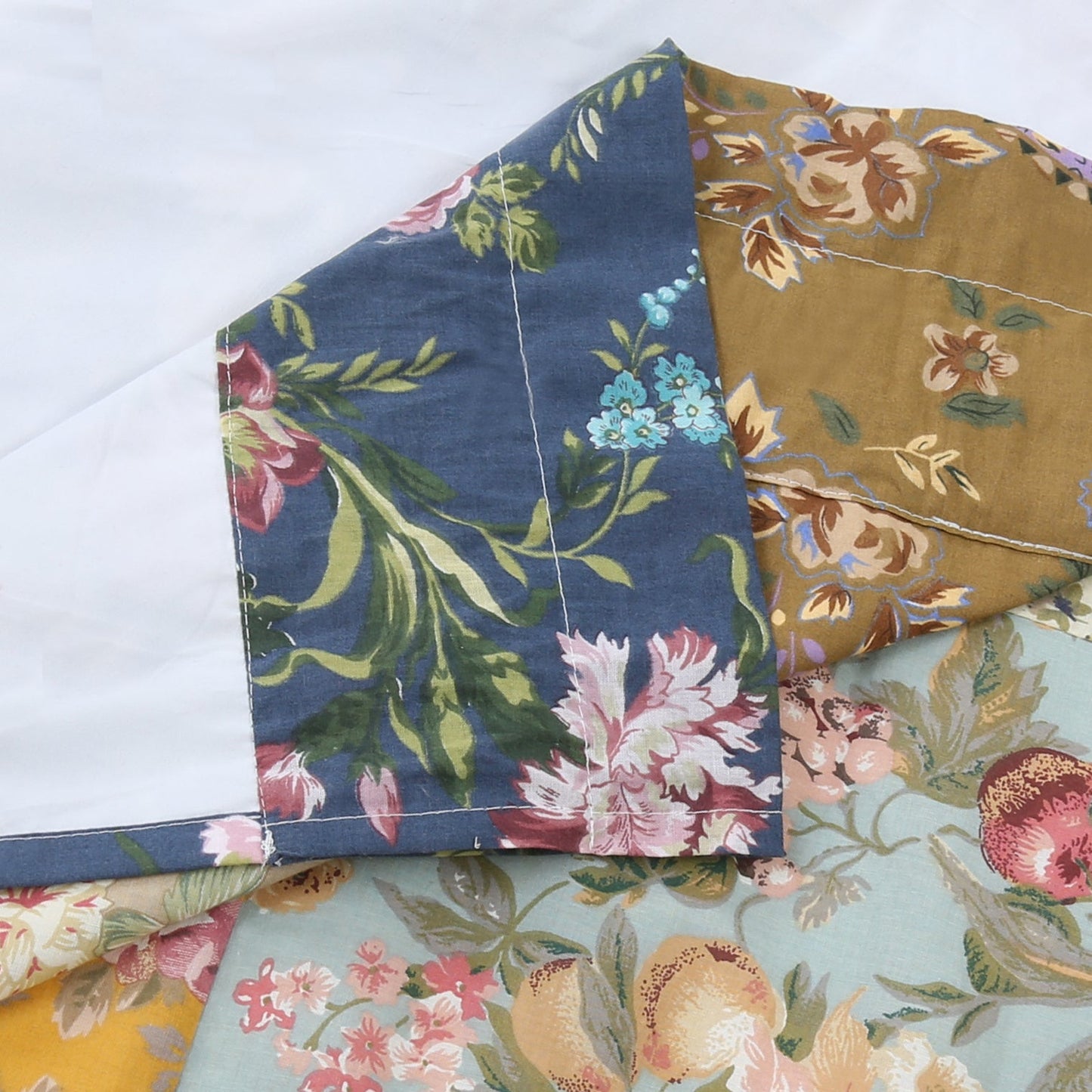 Ryleigh Floral Real Patchwork Country Garden Fall Flowers Paisley 3-Piece Cotton Reversible Quilt Bedding Set