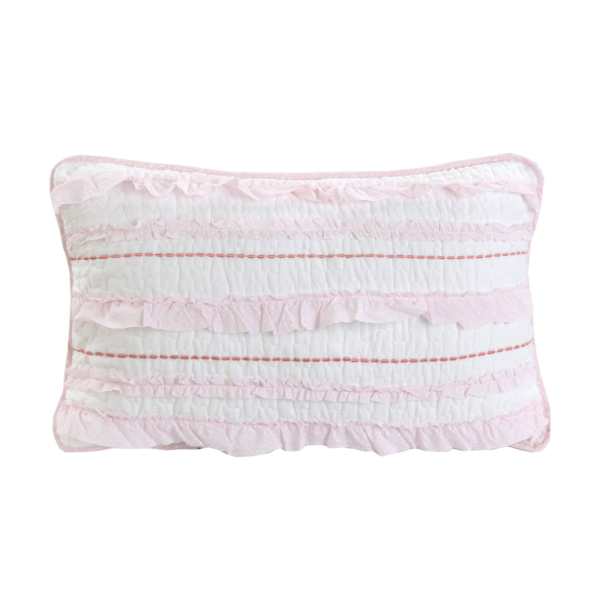 a white and pink pillow