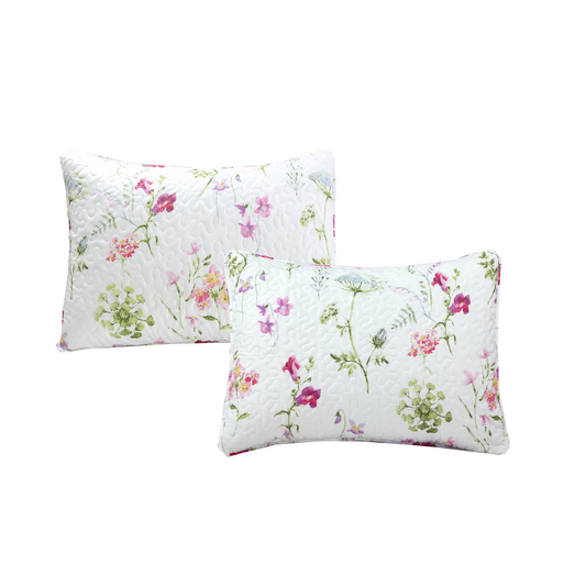 Carlotta Light Pink Blue Floral Print Microfiber Reversible DayBed Quilted Bedding Set