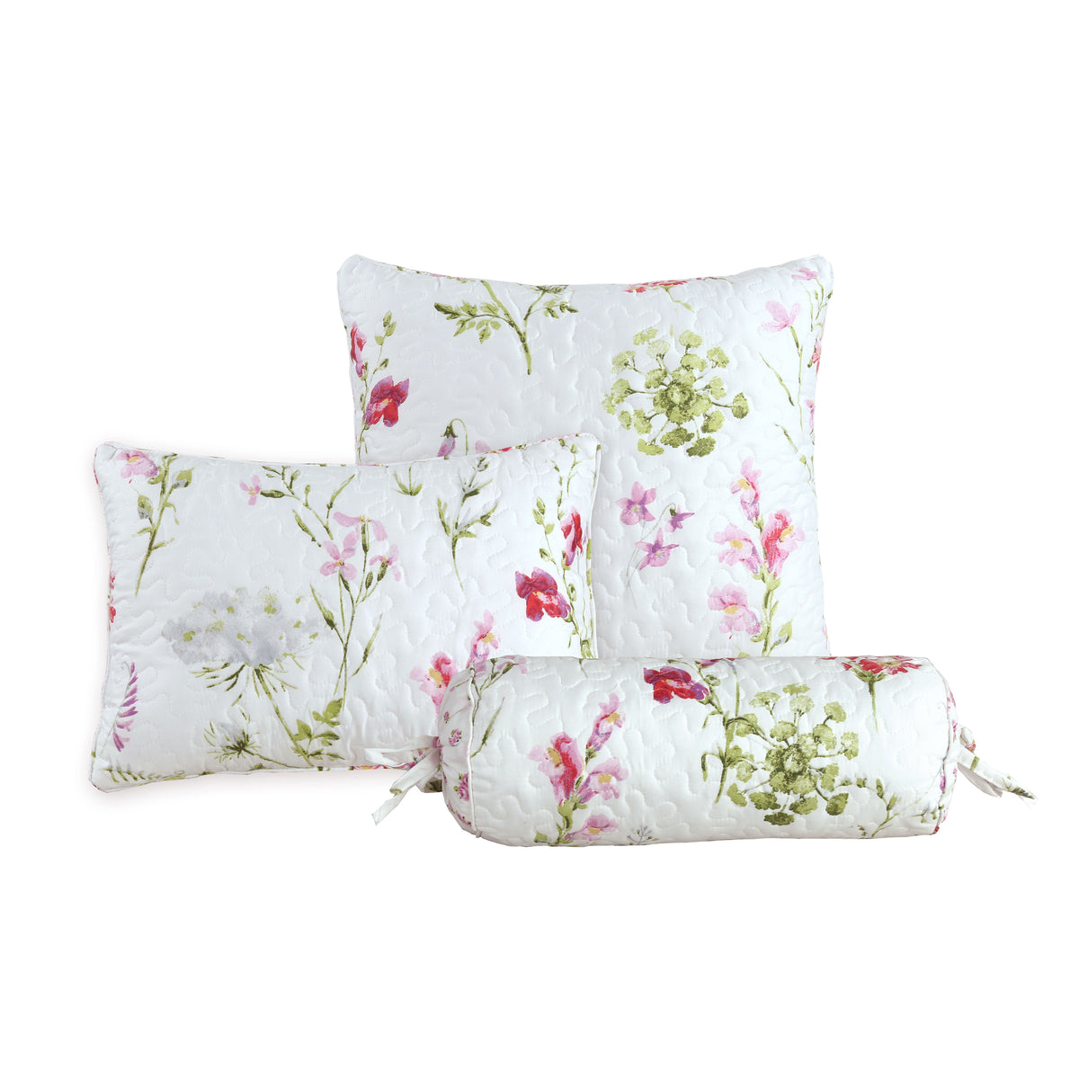 a group of pillows with floral designs