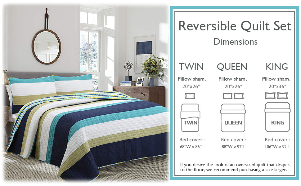 a bed with a bed cover and a mirror
