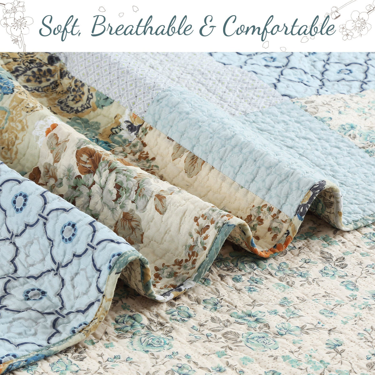 a close up of a quilt