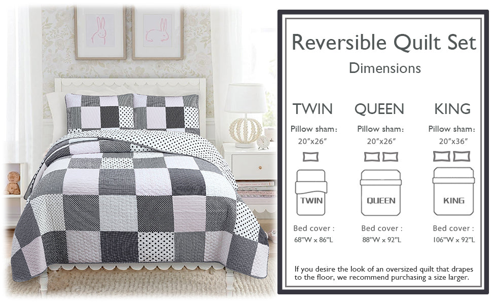 Halftone Black White Subtle Pink Polka Dot Patchwork Cotton Quilt Bedding Set