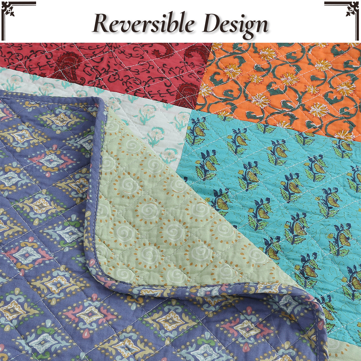 a close up of a quilt