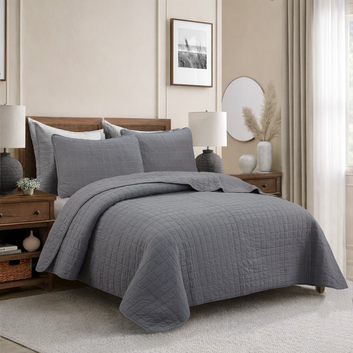 a bed with a bed and a nightstand