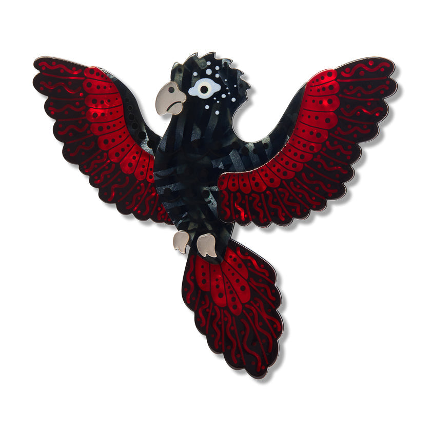 Kurri Kurri Marrpu (Red-Tailed Black Cockatoo) Brooch by Erstwilder