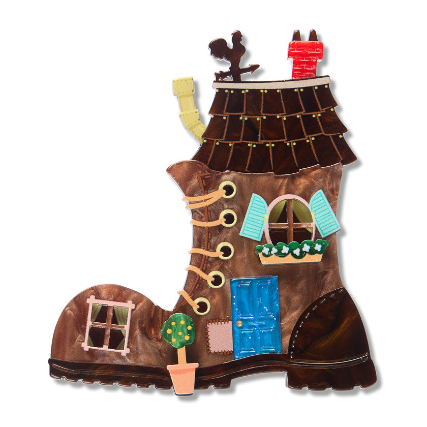 Shoe House Brooch by Erstwilder