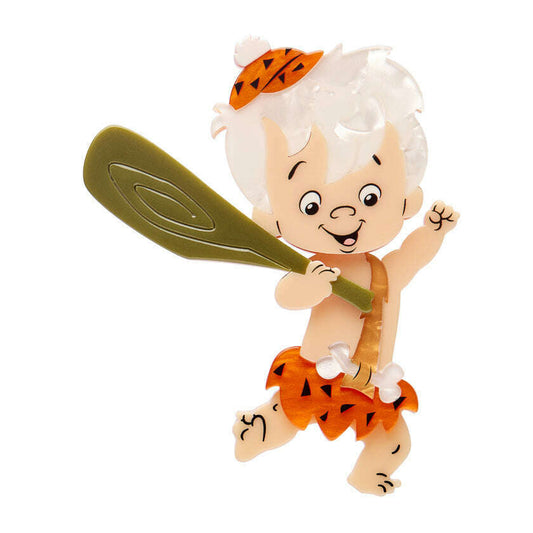 a cartoon character holding a paddle