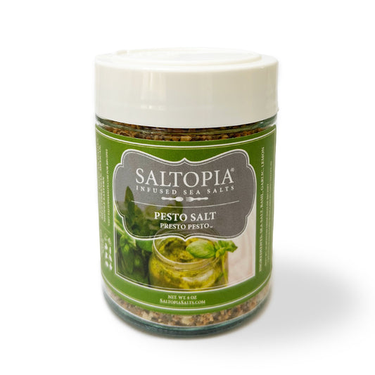a jar of salt with a white lid